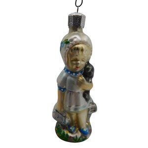 Vintage Christopher Radko Blown Glass Christmas Ornament Little Girl with Puppy